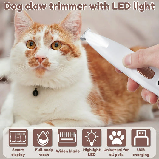 🐾 New Dog Paw Trimmer with LED Light ✨ Fully Waterproof Pet Hair Trimmer 🐶 With LED Display & 18mm Wide Blade for easy grooming!