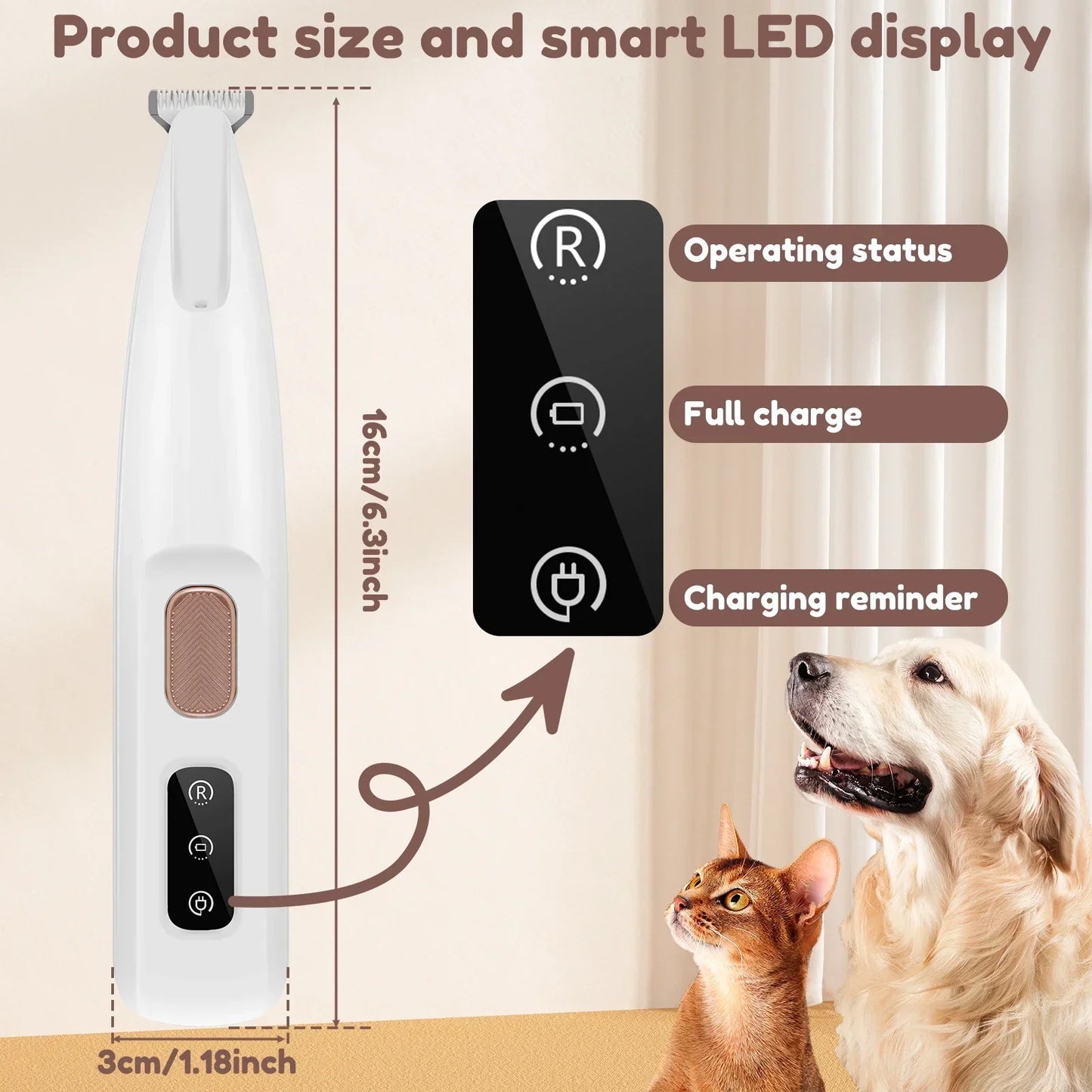 🐾 New Dog Paw Trimmer with LED Light ✨ Fully Waterproof Pet Hair Trimmer 🐶 With LED Display & 18mm Wide Blade for easy grooming!